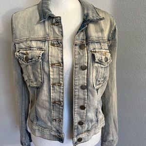 KUT from the Kloth Distressed Blue Denim Jacket